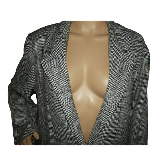 Vtg Michael & Company Blazer Sz Medium Black White Houndstooth Boyfriend Jacket - Picture 2 of 9